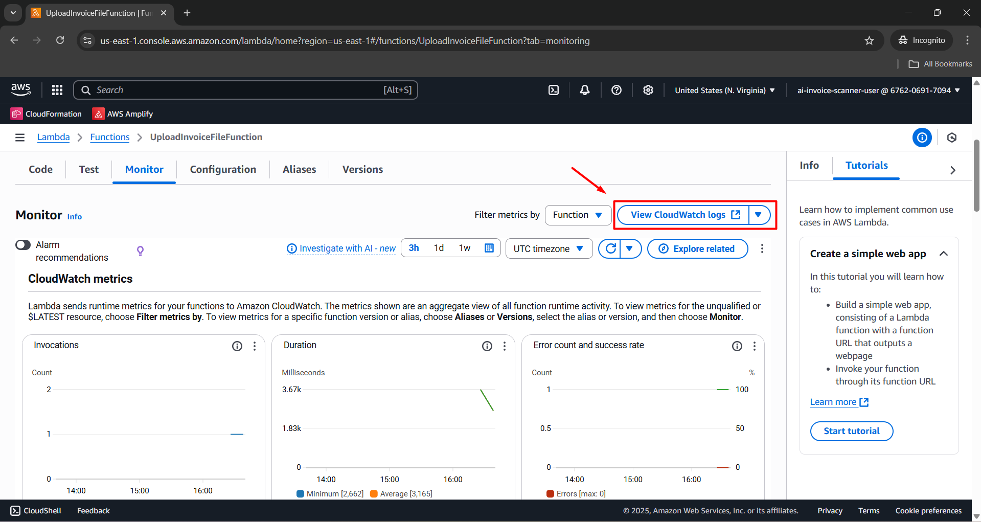 View CloudWatch logs