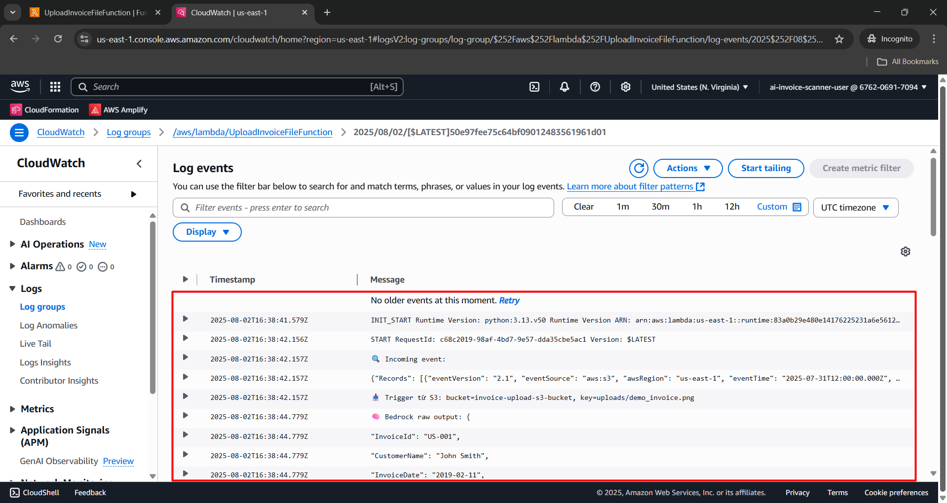 View CloudWatch logs