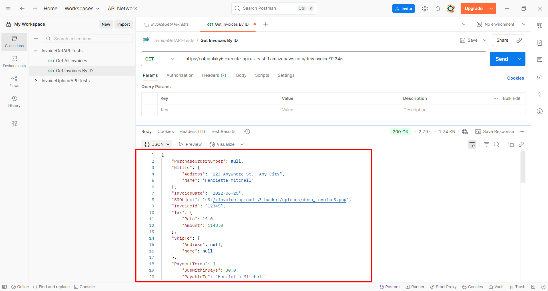 Test get all invoices by ID