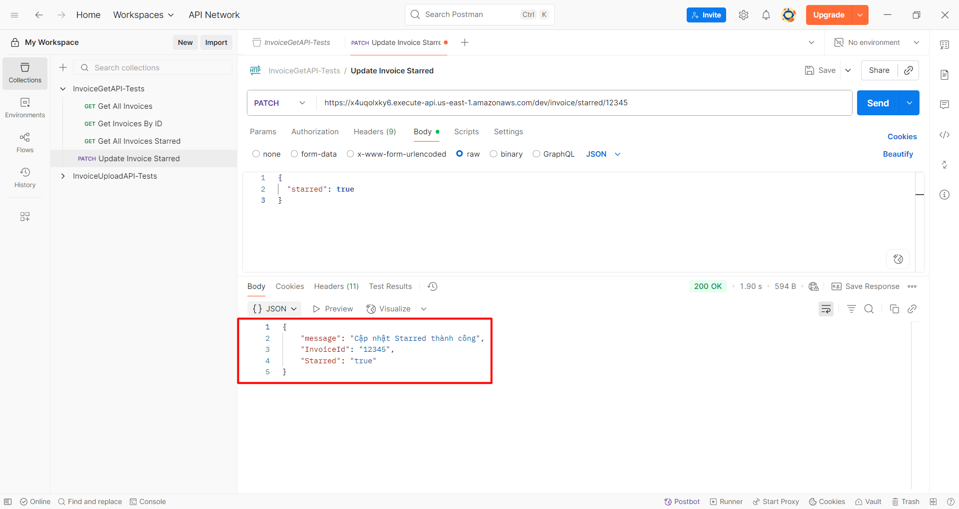 Update Invoice Starred