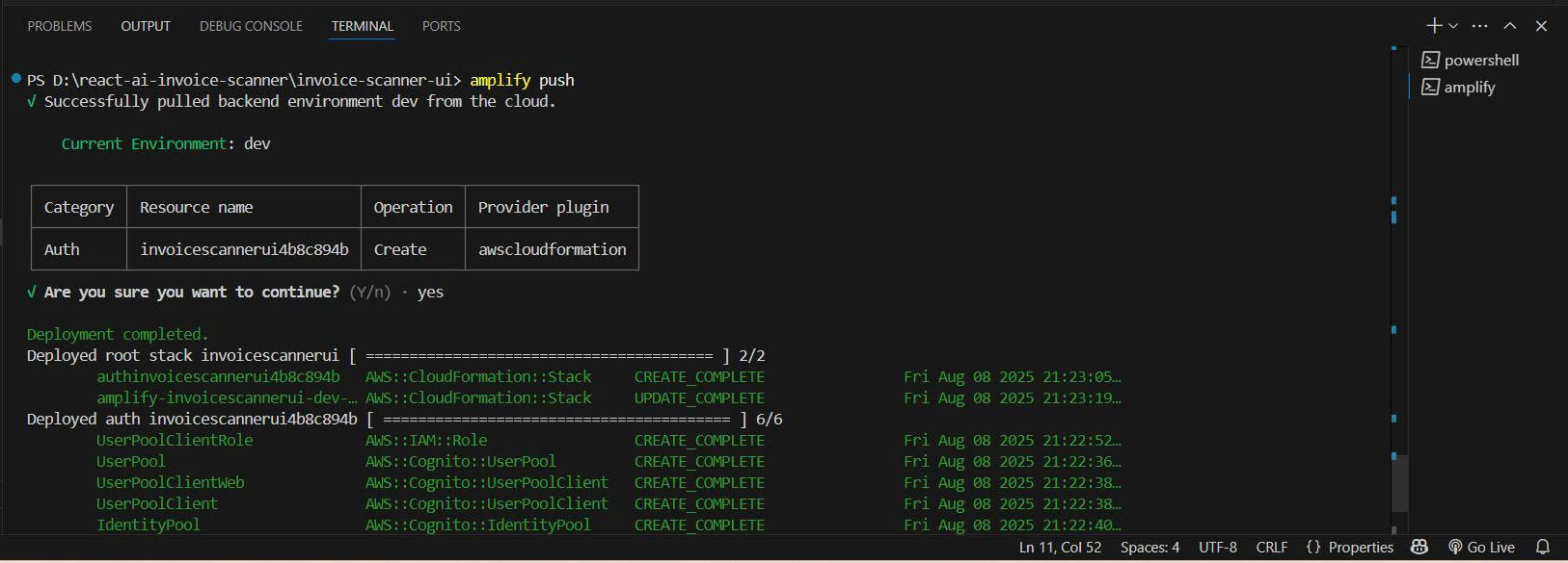 Source code React with AWS Amplify