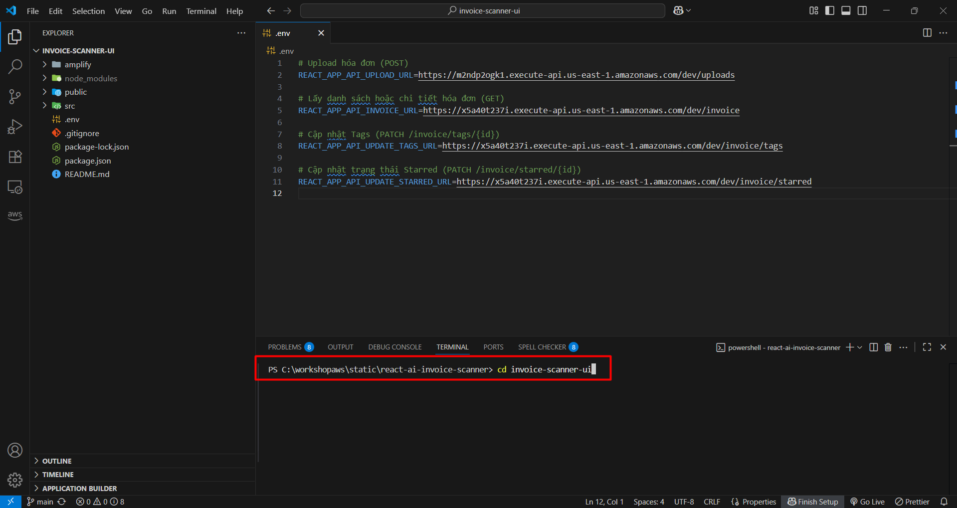 Source code React with AWS Amplify