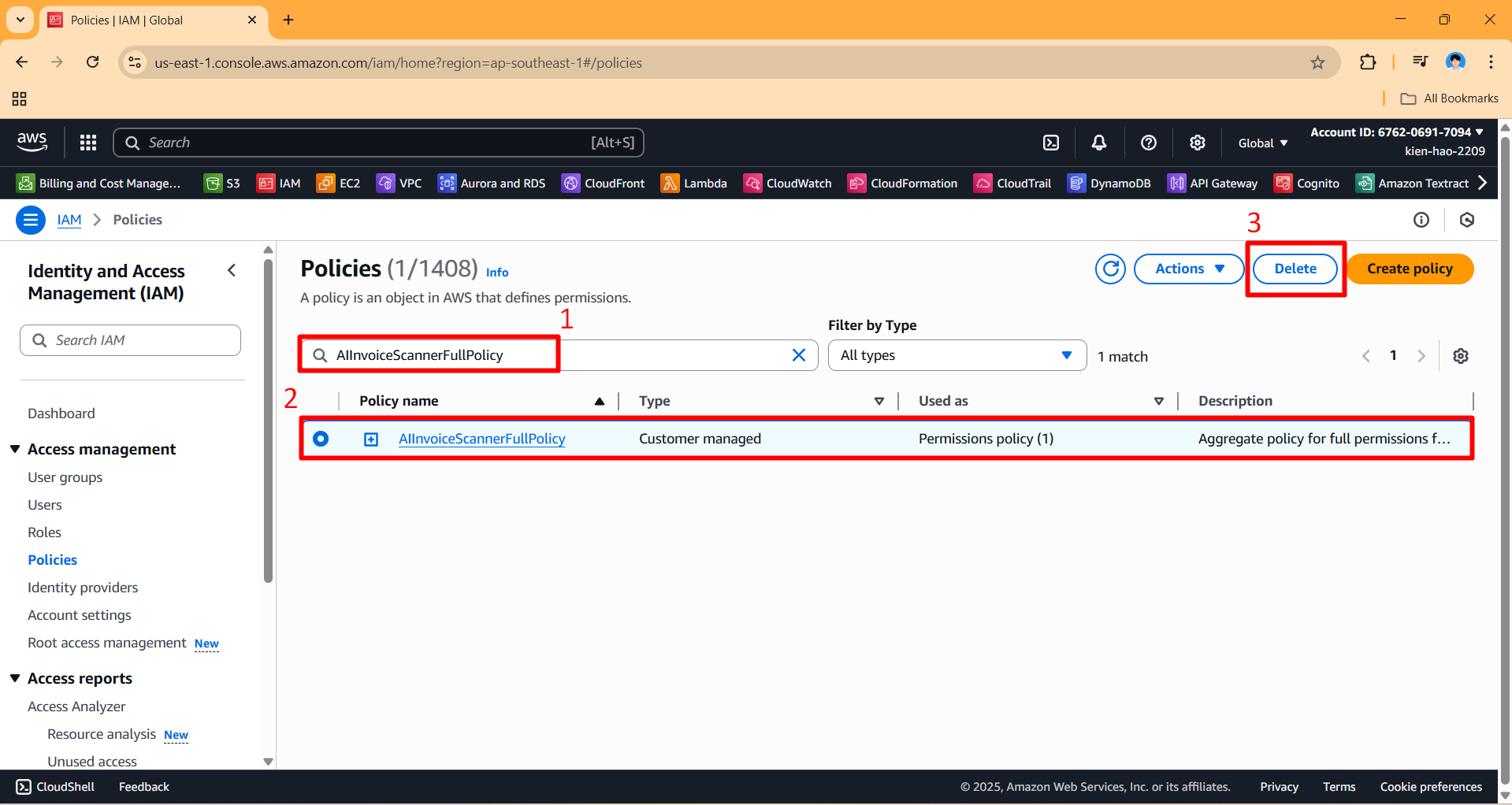 Remove IAM User and Policy