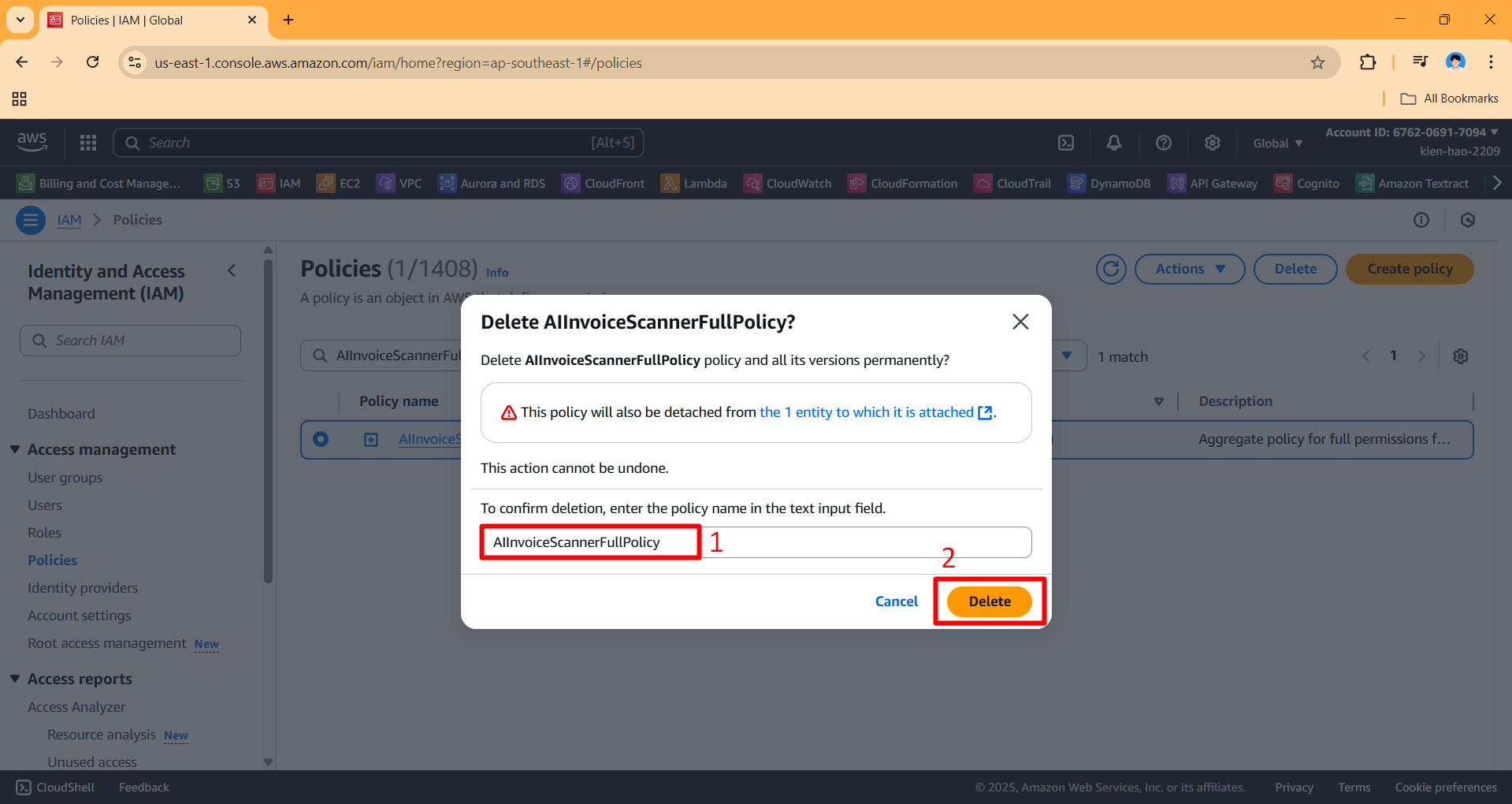Remove IAM User and Policy