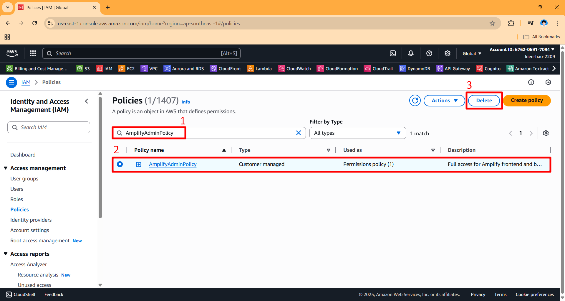 Remove IAM User and Policy