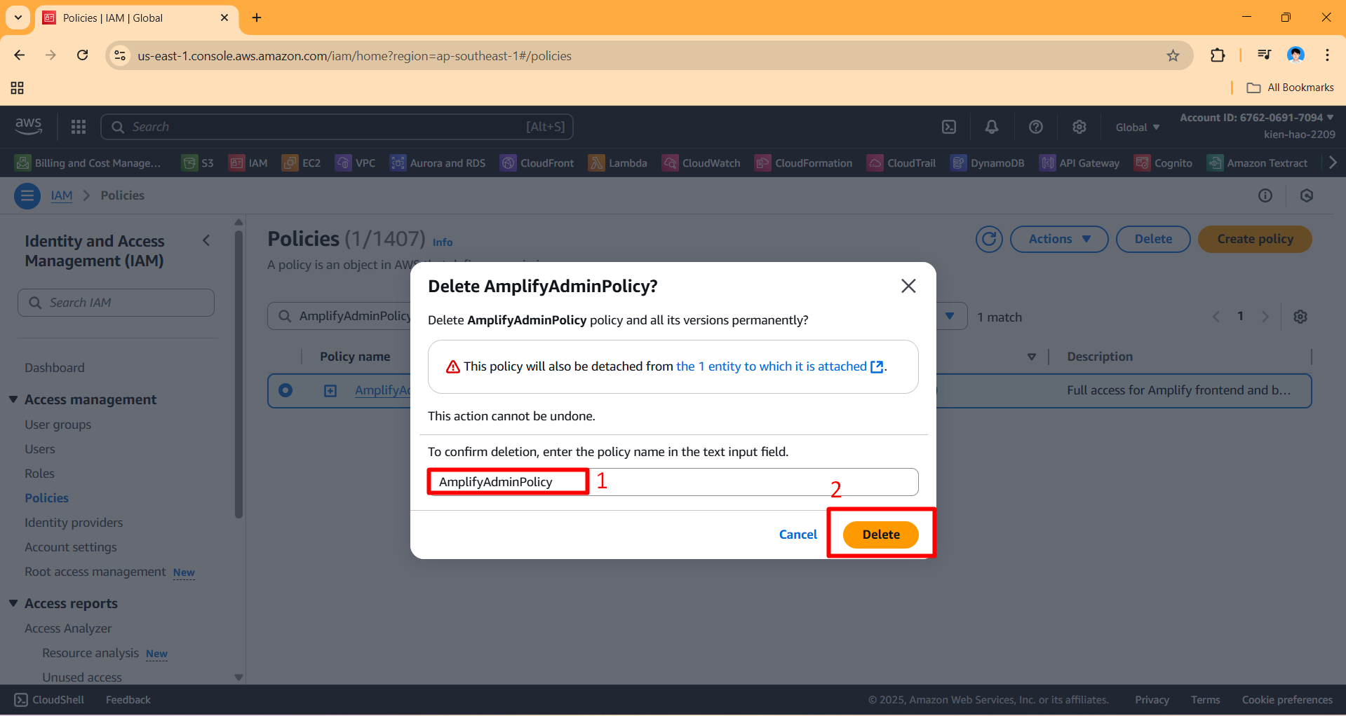 Remove IAM User and Policy