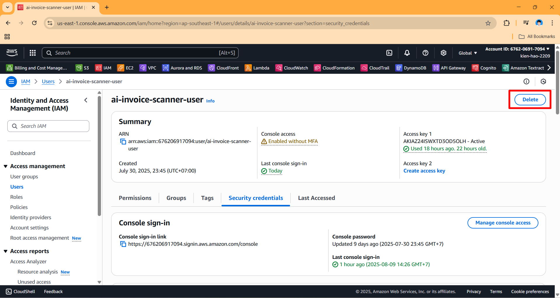 Remove IAM User and Policy